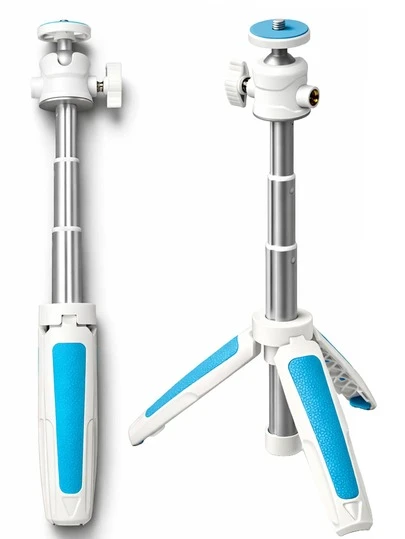 Chân máy mini với đầu bi xoay 360°, chân máy để bàn 4 đoạn điều chỉnh được và tay cầm, ngàm gắn phụ kiện, vít 1/4", giá đỡ di động cho điện thoại và máy ảnh nhỏ gọn, quay vlog và phát trực tiếp.