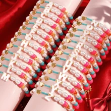 1pc Women's Fashion Pearl Letter A-Z Bracelet, Minimalist Luxury Style Accessory - Multicolor - View 6