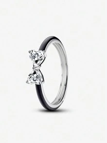 1 chiếc nhẫn bạc 925 có thể điều chỉnh kích thước, đính đá lấp lánh, món quà tinh tế dành cho các cô gái, bạn bè và gia đình. - Bạc - Xem 42