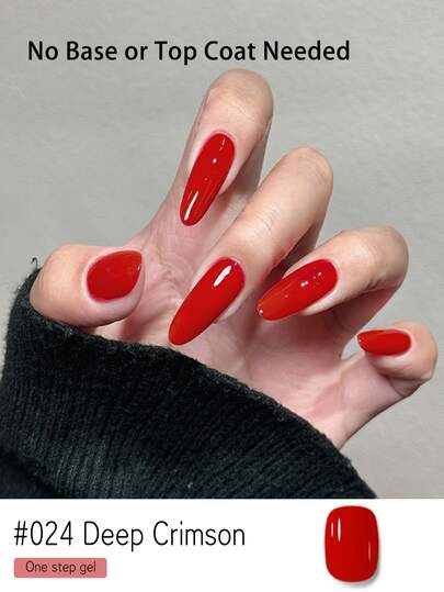 15ml Deep Crimson 3-In-1 One Step Gel Polish In Sweet & Pure Candy Colors - No Base Or Top Coat Needed, UV/LED Cured, Professional Salon Strength & Flexible, Perfect For Valentine's Day & Salon Nails
