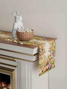 1 قطعة من زينة طاولة عيد الفصح بأذنين أرنب وبيض وأزهار برية، ديكور للطاولة في الحفلات والمنزل والمطبخ والمائدة في المناسبات العطلات - متعدد الألوان - مشاهدة 1