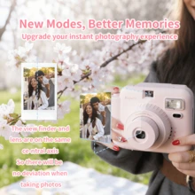 Popoto Instant Camera Compatible With Mini 11/12 Film, Includes 10 Instant Mini Films, Mini Portable Instant Printing, Built-In Flash Auto, Suitable As Eid Gift, Mini Camera. (Batteries Not Included) - Camera + Film + Leather Bag + Stickers - View 7