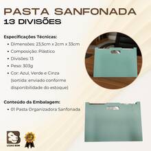 Pasta Organizadora Sanfonada 13 Divisões Folha A4 Escritório Documentos Folha A4 - Sortido - Visão 2