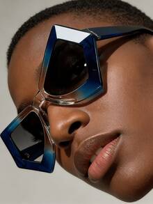 1 Pair Women's Large Frame Butterfly Cat Eye Fashion Fashion Glasses - Green Tea Frame Gradient Gray Sheet - View 1