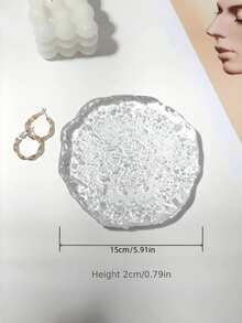 1pc Creative Asymmetrical Shaped Glass Tray, Jewelry Photography Prop, Transparent High-End Jewelry Display Plate, Glacier Pattern - Clear - View 8