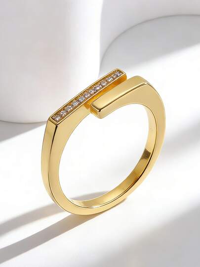 Charm-In Minimalist Layered Gold-Plated Adjustable Open Ring, Suitable For Dates, Commuting, Romantic Gift For Girlfriend On Valentine's Day