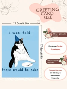 1pc Funny Happy Birthday Card- Innovative Design Greeting Card,Thickened Cards And Thickened Envelopes , Innovatively Designed Card -I Was Told There Would Be Cake - Solid Color Design,Spoof Gifts For Bestie, Brothers, Colleagues, And Friends - Multi-colored Thickened Envelope Greeting Cards - View 3