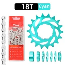 VXM Mountain Road Slope Bike HG Cassette Flywheel Chain Set, Aluminum Alloy 16T/18T Single Speed Bicycle Parts - Multicolor - View 13
