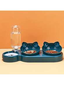 猫碗，双碗宠物喂食器，颈部保护自动饮水碗，防溢猫粮水碗，宠物用品 - 100ml - 查看 9