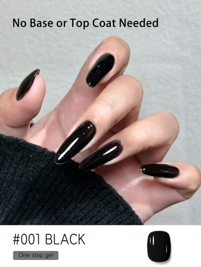 15毫升黑色三合一一步式凝胶指甲油，甜美纯正的糖果色系 - 无需底油或封层，UV/LED灯固化，专业沙龙级强度且柔韧，是情人节和沙龙美甲的完美之选。