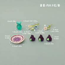 Mini Dollhouse Artificial Plants, Handmade DIY Accessories, Miniature Floral Decor For Dollhouse Living Room Bedroom, Micro Landscape Photography Props, Realistic Mini Vase Decor, Apple Grape Fruit Plate Decorations - Multicolor - View 10