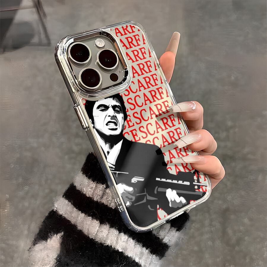 Póster con temática de gánsteres Dise?o de impresión,Protector Transparente de Alta Calidad para Celular - Funda Anti-Caídas de TPU para Multi-Modelos (OPPO, Redmi, , ) - Ideal para San Valentín y Halloween - transparente - Ver 1