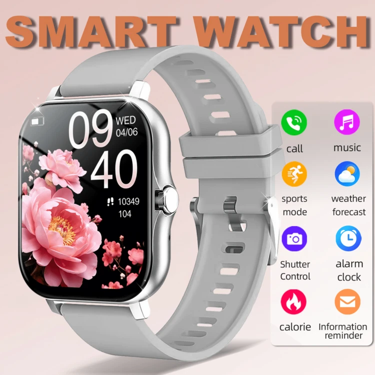 1pc Smart Watch With Silicone Strap, Women's Watch, Supports Calling, Pedometer, Calorie, Distance Tracking, Multiple Sports Modes, Men's Smartwatch, Includes 1 Original Silicone Strap, 1.83" Full-Screen HD Display, Great Gift For Christmas And Holidays - Multicolor - View 4
