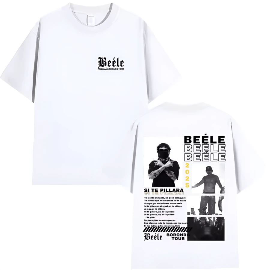 Rapper BEELE Borondo Merch T Shirt Men Women Fashion T-Shirts Summer Tops Oversized Crewneck T-Shirt Streetwear Unisex (1) - 白色 - 查看 1