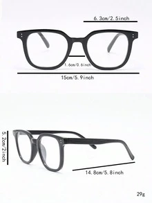 1pc Unisex Fashion Casual Classic Black Frame Decorative Glasses - Black - View 4