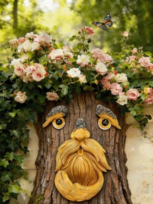 Outdoor Tree Face Sculpture, Tree Art Decor, Tree Stump Decoration, Tree Trunk Face, Outdoor Tree Decoration, Tree Face Decor, Outdoor Tree Face Decoration, Tree Eyes - Tree Face Pendant - View 3