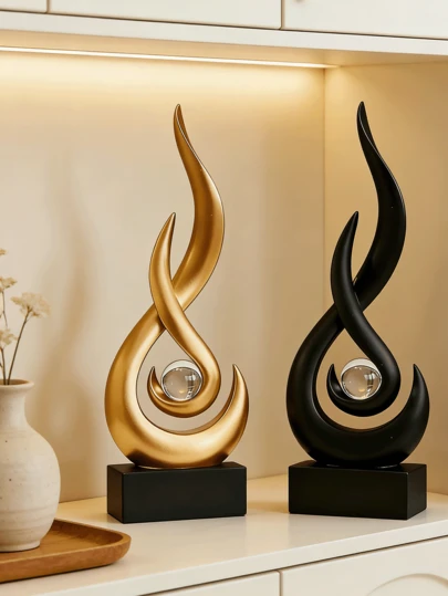 1 pieza Decoración de bola de cristal con llama de estilo moderno, escultura de llama artística de estilo minimalista y abstracto adecuada para la decoración del hogar en la sala de estar, dormitorio, decoración de estantería de escritorio de lujo