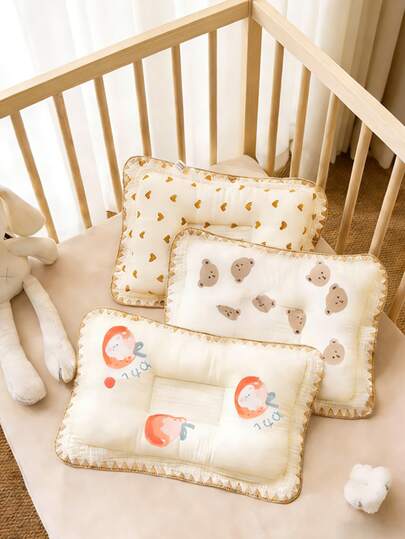 1pc Baby Shaping Pillow, Wave Ruffle, Cute Print, Newborn Neck Support Sleep Pillow, Anti-Flat Head, Perfect Gift For Baby!