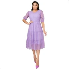 Women's Plus Size Evangelical Tulle Midi Dress - Màu Lilac Tím - Xem 9