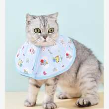 1pc Cat Elizabeth Collar, Cartoon Spay/Neuter Recovery Cone, Adjustable Waterproof Neck Ruff For Small Dogs - White - View 4