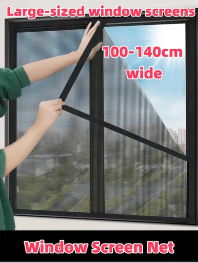 1pc Window Mesh Screen, No-Drill Self-Adhesive Mosquito Net, Easy Installation, Breathable Mesh To Effectively Block Mosquitoes, Suitable For Bedroom, Living Room, Bathroom