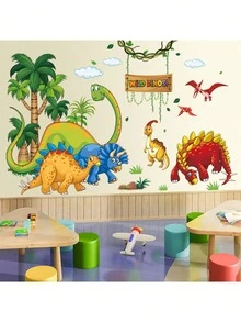 1 miếng dán tường hình khủng long hoạt hình dùng để trang trí phòng trẻ em, trang trí tường lớp học mẫu giáo, quà tặng tiệc mừng em bé chào đời, trang trí gia đình - Nhiều màu - Xem 8