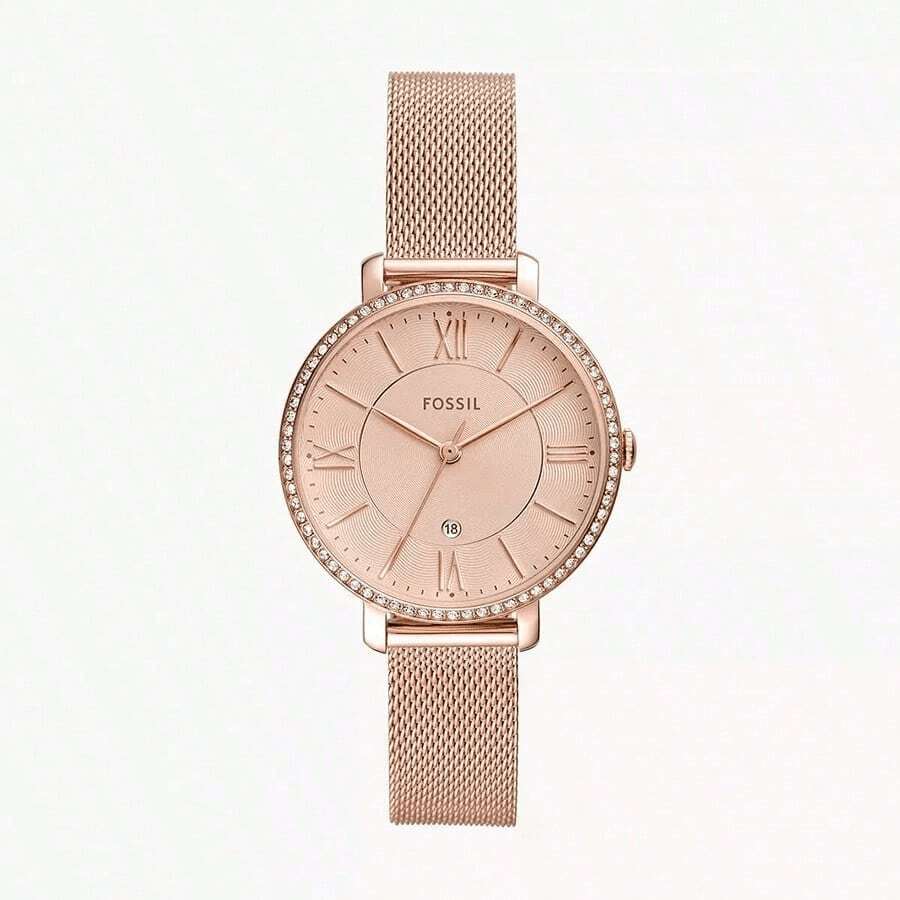 Women's Fossil Quartz Watch, Rose Gold Mesh Strap, Roman Numeral Dial, Elegant Everyday Wristwatch, Gift For Her, ES4352/ES4628 - Rose Gold - View 1