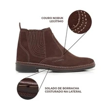 Kit Botinha Masculina Nobuck Cano Curto Trabalho + Relógio - Marrom - Visão 6
