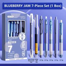 7 Pcs/Box Versatile Stationery Pen Set, Portable Gradient Design, 6 Black Ink Water-Based Pens & 1 Fluorescent Pen, Suitable For Campus Study, Business Paperwork, Note-Taking, Art Doodling, Study Planning And Daily Life Recording, Daily Office Work, Exam Revision, Sketch Creation, Diary Keeping, Handmade Creation And Class Memos - 紅色 - 查看 13