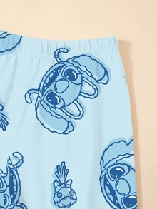 Disney 一套迪士尼女童短袖睡衣套装，绗缝图案，数码印花，柔软透气面料，适合4-7岁女童日常居家穿着，春夏女童睡衣套装 - 淺藍色 - 查看 8