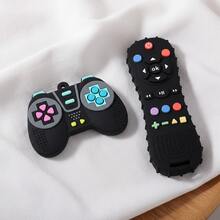 2 piezas de juguete de dentición para bebé con forma de control remoto de TV, de silicona, para 6-12 meses - Multicolor - Ver 2
