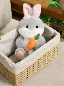 25 cm/9,8-calowa pluszowa zabawka w kształcie królika ogrodowego, trzymająca marchewkę, z szydełkowanym kwiatkiem na głowie, pluszowy króliczek, idealny do domku zabaw, odpowiednia dla osób w każdym wieku, uroczy prezent dla rodzin i miłośników zwierząt, idealna jako przytulna dekoracja pokoju na Walentynki i Wielkanoc oraz na świąteczne przyjęcia. - Wielokolorowe - Zobacz 3