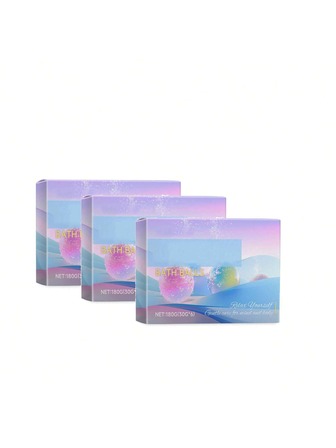 3 boxes of bubble bath balls with moisturizing fragrance, long-lasting floral fragrance, plant cleansing, skin cleansing, bubble bath balls