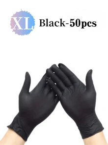 50/100pcs Disposable Nitrile Gloves, Black, Multi-Purpose, Suitable For Kitchen, Bathroom Cleaning, Dishwashing, Manicure, Pet Care, Household Cleaning Gloves, Kitchen, Food Handling, Tattooing, Beauty, Hair Dyeing, Salon Cleaning Supplies - Black - View 8