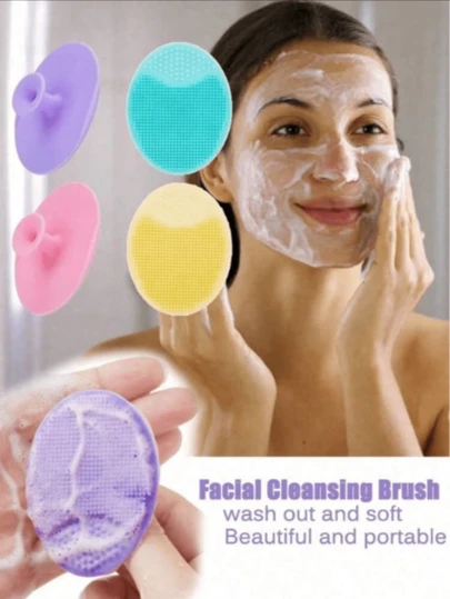 1/3Pcs Facial Cleanser, Mini Handheld Oval Scrubber Massage Brush With Hair Water, Deep Cleansing Cleanser, Gentle Exfoliating And Massaging Facial Cleanser Skin Care Facial Tool, Travel Items, Wedding, Christmas Party, Mom Gift, Home, Room, Home Decor, Christmas Gift, Mom Gift, Birthday