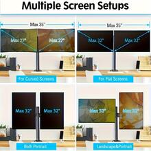 This Ergonomically Designed, Two-Arm Monitor Stand Is Suitable For Both Televisions And Computers And Accommodates Two LCD Monitors With Screen Diagonals From 13 To 27 Inches. It Is Tiltable And Swiveling On Both Sides, Height-Adjustable, And Made Of Steel. Three Screwdrivers Are Included. - Black - View 3