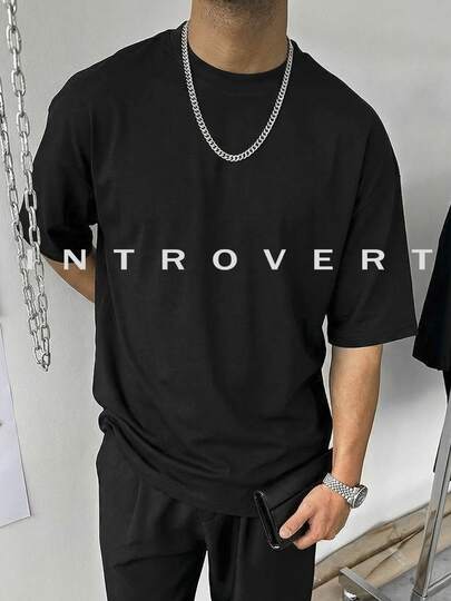 男士宽松圆领T恤 - 独特简约休闲经典日常穿着，纯色短袖运动上衣