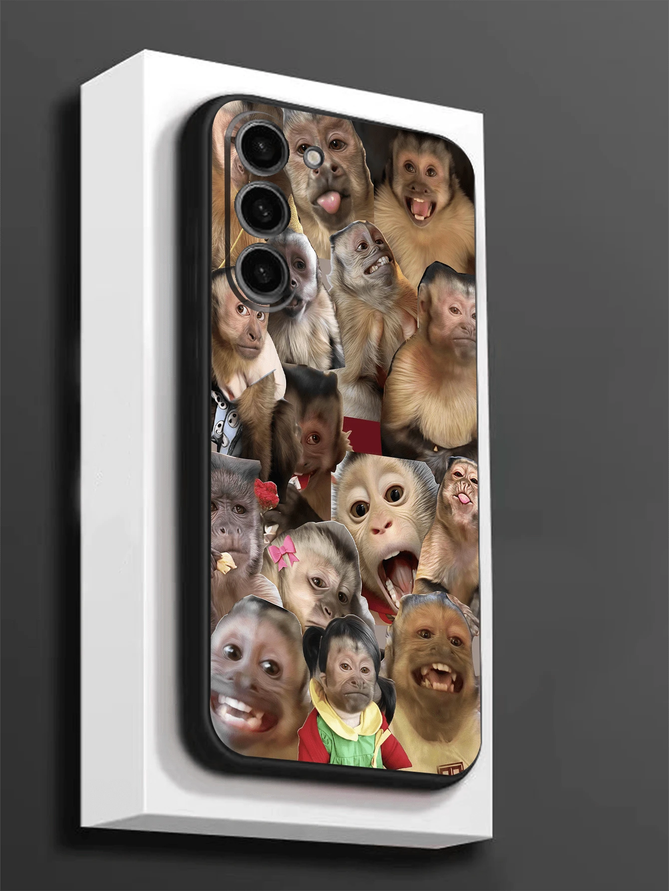 1个趣味猴子图案软TPU保护壳，防震防刮，兼容华为荣耀、三星Galaxy A/S系列、6A/7A/8A、12T/13T/14T - 黑色 - 查看 1