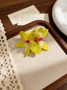 1个仿真兰花发夹，波西米亚风发饰，适合海滩、度假、甜美女孩拍照，兰花发夹，爪夹，发卡。 - 彩色 - 查看 21