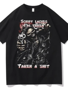Epic Skull Man Graphic Hirt Sorry Ladies I'm Taken Taken A T Shirt Men Women Vintage T-Shir Mens Black Streetwea - 黑色3 - 查看 1