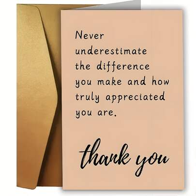 创意感谢卡适用于生日、问候、感恩节及各种场合。手写字体、信纸抬头，以及配有信封的优质贺卡（12x17厘米/4.72x6.7英寸），适用于特殊场合、节日、艺术等各种场合，时尚美观，经久耐用，信封结实，功能多样，是高端文具的理想之选，也是精明购物者和送礼者的完美选择。