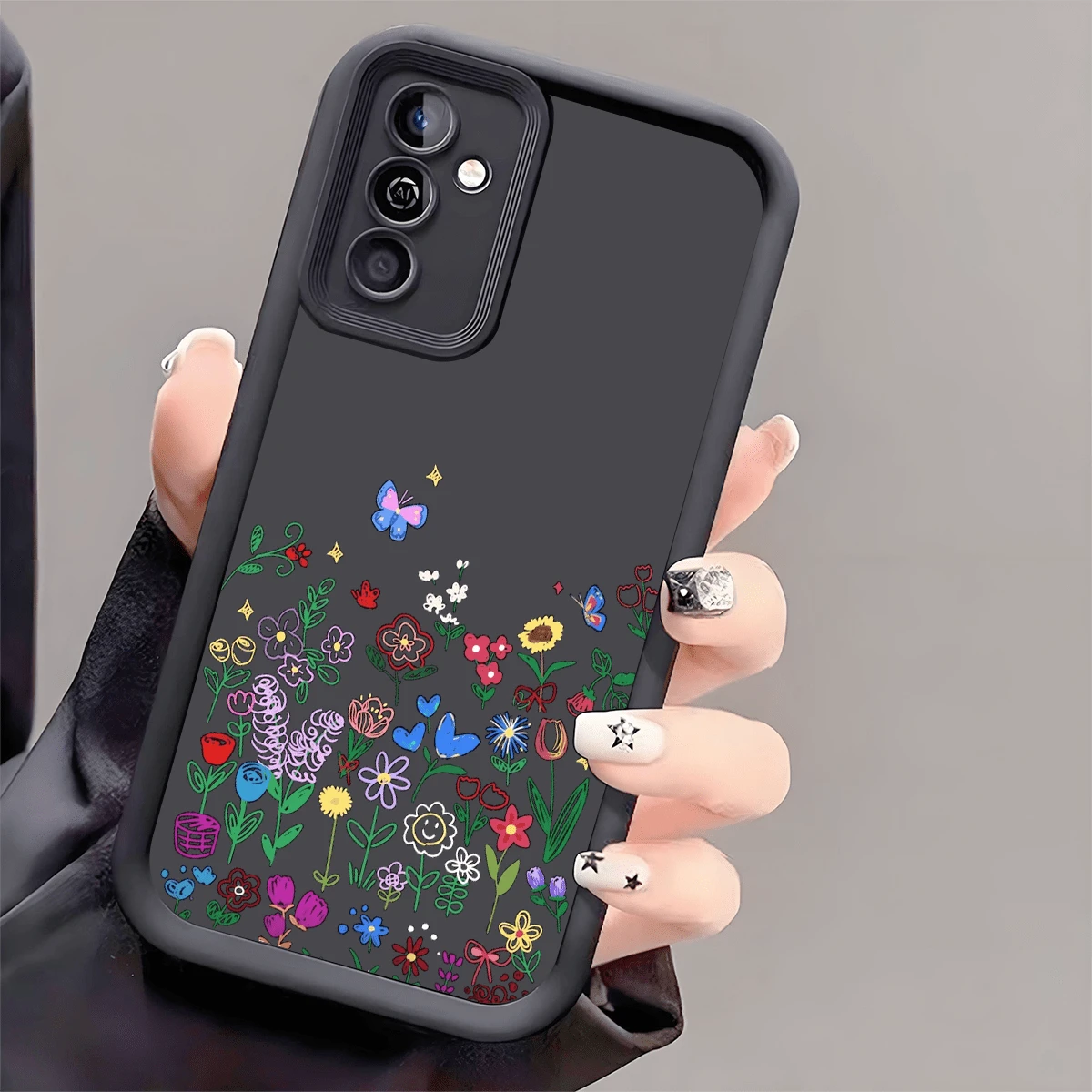 1个时尚花蝶图案TPU防震手机壳，加厚防滑保护套，兼容华为、荣耀、红米、Galaxy S26、S26 Plus、S26 Ultra等机型。 - 黑色 - 查看 1