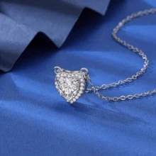 1件优雅仿锆石心形吊坠项链，时尚女士首饰，适合婚礼、情人节等场合佩戴。 - 銀色 - 查看 3