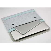 FIORIA Double-Layer Laptop Sleeve For MacBook Air/Pro, Horizontal Flip-Cover Design, Distressed Leather Texture, Double Magnetic Closure, Made Of Microfiber And Felt Material, Comfortable To The Touch And Portable. - Mint Green - View 3