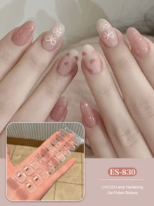 半固化凝胶美甲贴，20片装，持久耐用，沙龙级品质，易于粘贴和卸除，需配合UV灯使用 - 淺粉色 - 查看 2