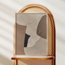 1幅现代抽象几何帆布墙画海报，以米色、棕色、黑色和白色为主色调，油画质感风格，可选带框或不带框，适用于家居、公寓、酒店、客厅、卧室、浴室、办公室装饰，是乔迁新居、公寓装饰、酒店装饰的理想礼品。 - A - 查看 3