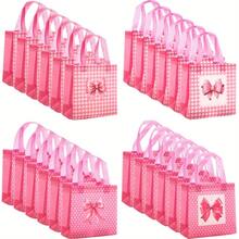 6/12pcs/Set Reusable Non-Woven Fabric Pink Bow Pattern Gift Bags, Suitable For Wedding, Birthday Party, Gifts, Mother's Day Preferred Packaging - Multicolor - View 8