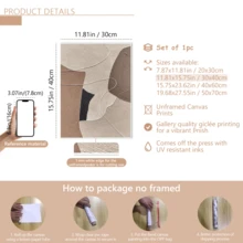 1幅现代抽象几何帆布墙画海报，以米色、棕色、黑色和白色为主色调，油画质感风格，可选带框或不带框，适用于家居、公寓、酒店、客厅、卧室、浴室、办公室装饰，是乔迁新居、公寓装饰、酒店装饰的理想礼品。 - A - 查看 13