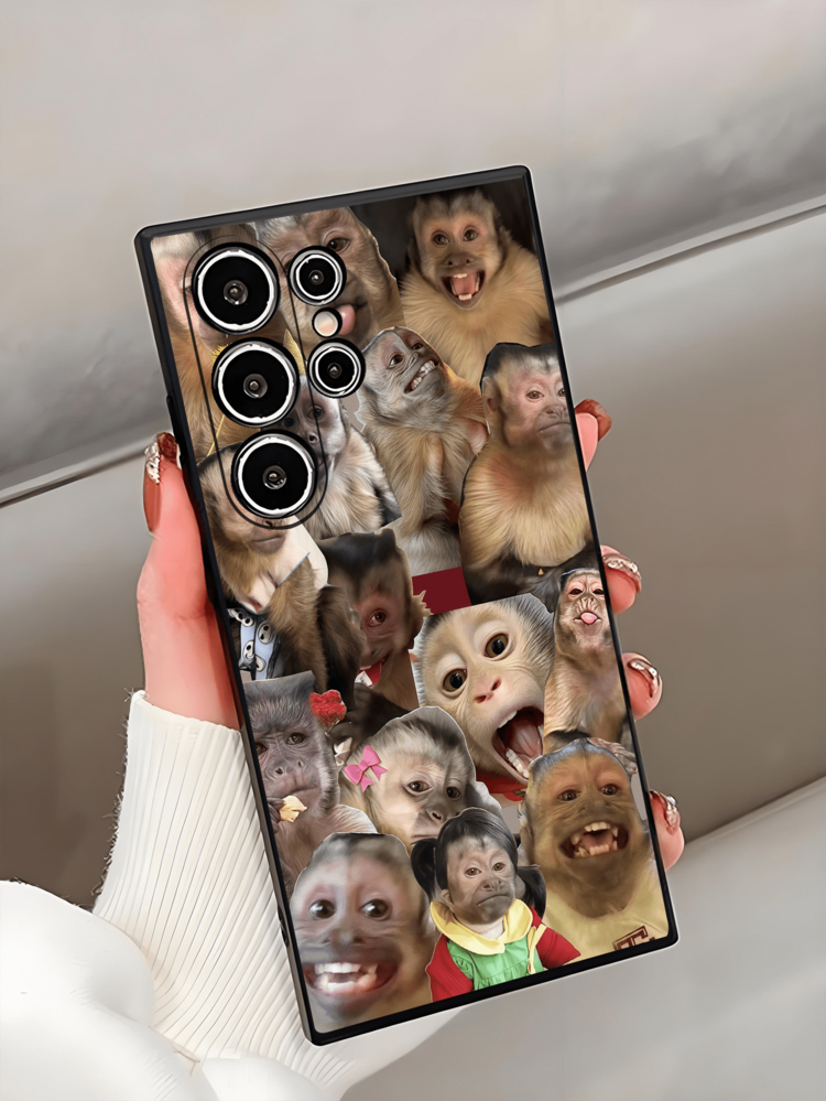 1个趣味猴子图案软TPU保护壳，防震防刮，兼容华为荣耀、三星Galaxy A/S系列、6A/7A/8A、12T/13T/14T - 黑色 - 查看 3