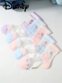 Disney 5双装迪士尼冰雪奇缘卡通儿童袜，男女童透气婴儿袜，适合学校/居家穿着，春夏皆宜 - 彩色 - 查看 9